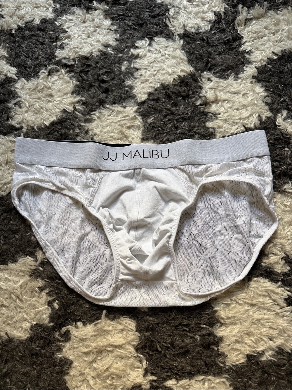 JJ Malibu White Lace Briefs Men's Size Medium